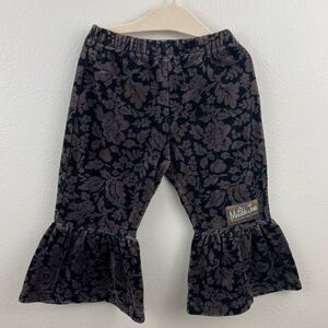 Matilda Jane Trudy Velour Ruffle Brown/Black Pants Size 12 Months